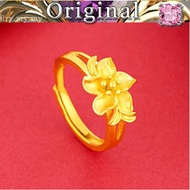 Women's gold jewelry flower ring open ring rose flower ring Cincin emas 916 tulen 2021 new style reliable