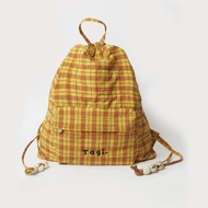 Tagi. กระเป๋าเป้สะพายหลัง แบบมีเชือกรูดพร้อมลูกปัดอะครีลิกมุก ความจุขนาดใหญ่