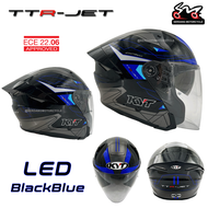 KYT HELMET KYT TTR JET LED RED BLUE GREY OPEN FACE HELMET DOUBLE VISOR X005 X006 X007 ECE22.06 SIRIM