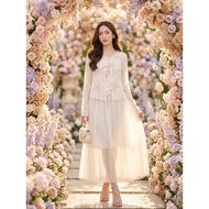 2-Piece Dress Luxurious Cream-Colored Long Chiffon Women's Fashion