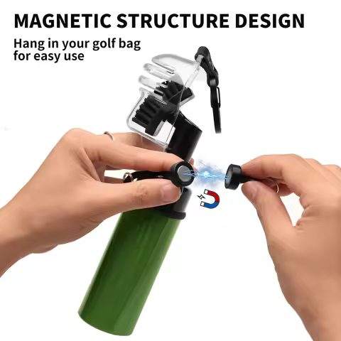Pro Golf Club Brush Cleaner with Retainer Clip and Squeeze Water Bottle 7.5 Inches Holds 4 Ounces of