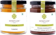 Spiritude Organic Haldi Powder (150g) & Premium Belgian Chocolate Hazelnut Spread with A2 Ghee (200g