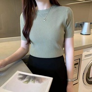 Sweaters Short Sleeve Knitted Sweater Women Pullovers Fashion O-Neck Slim Knit Sweater Pullover Wome