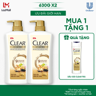 Combo 2 Dầu Gội CLEAR 9 Thảo Dược Cổ Truyền Sạch Gàu Giảm Gãy Rụng 630G x 2