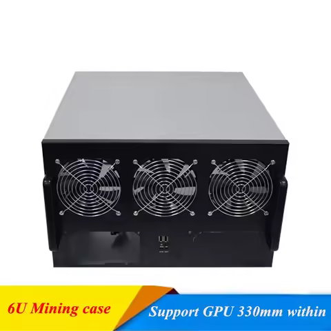6U Mining Case USB Miner Rack GPU Riser Server Chassis Open Air Frame ATX Dual Power Supply Bit Fit