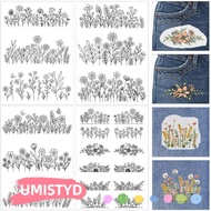 UMISTYDREAMUM9U 4 Sheets Embroidery Patterns, Flower Floral Daisy Butterfly Designs Wash Away Stick 