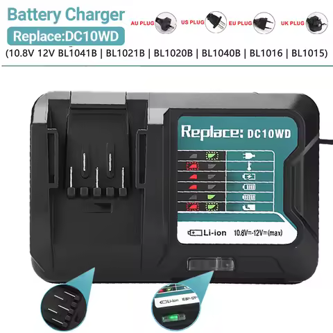 Fast Lithium Battery Charger for Makita 10.8V 12V DC10WD BL1021B BL1041B BL1016 LED Light Charger Ne