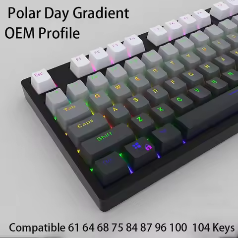 Mechanical Keyboard Gradient PBT Keycaps Light Shine Through Front Print Polar Day Backlit RGB 61 68