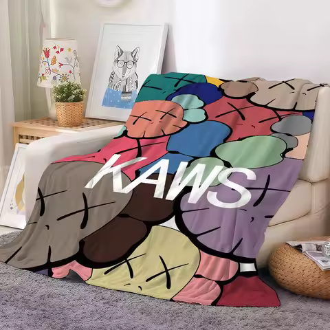 Cartoon cute K-KaWs Blanket For Sofa Office Bed Plane Travel Sleep Read Relax Camping Soft And Warm