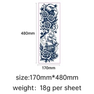 Full Arm Herbal Juice Tattoo Sticker Waterproof Non-reflective Semi-permanent Dark Flower Arm Tattoo