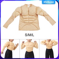 [Etekaxa] Kids Muscle Shirt Costumes for Boy Casual Realistic 3D Fancy Dress Body Builder