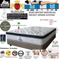 Dr. Euro Care Spine Plus Zero-Motion Individual Pocket Spring Mattress with 3" Latex Feel Plush-Top 