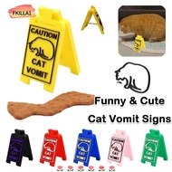 FKILLAONE Cat Decorative Ornaments, ABS Mini Cat Vomit Sign,  Bright Yellow Cat Vomit Warning Sign H