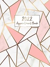 Appointment Book 2022: Elegant Gold Marble | Weekly and Monthly 8 Columns with Tab for Salons Hair S