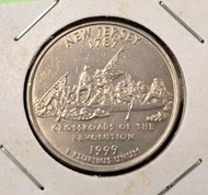 少見硬幣--美國1999年25美分-50州紀念幣-紐澤西州 (United States 50 State Quarters-1999 New Jersey)