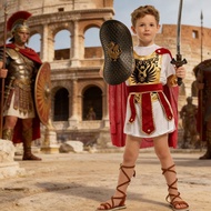 Roman Brave Little Warrior Children's Costume Halloween Boys Cosplay Outfit Stage Performance Costum