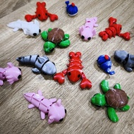 Cute Flexi Animal Keychains – Axolotl, Turtle, Lobster & Dugong