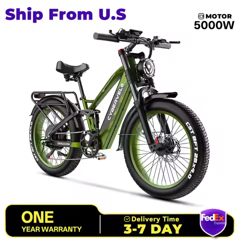 Cybervelo EK9 Luxury 5000w Peak Built-in 52V 40Ah Battery, Off Road Moutain Electric Bike, 100 Miles