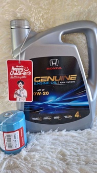 น้ำมันเครื่องHonda สังเคราะห์แท้ 0W-20 พร้อมกรองเครื่อง+แหวน+ป้ายห้อย เบิกศูนย์แท้ เกรด10000Km.
