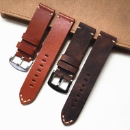 12/5✈Simple Italian pure leather watch strap vegetable tanned suitable for Seiko Tudor Samsung S3 Huawei 2 genuine leath