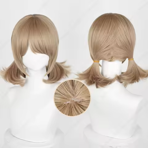 Emma Woods Gardener Cosplay Wig 37cm Long Linen Brown Wigs Heat Resistant Synthetic Hair