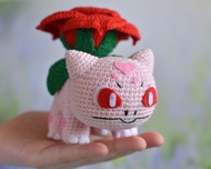 Rose Bulbasaur / Valentines Pink Bulbasaur With Rose / Pokemon 愛心禮物