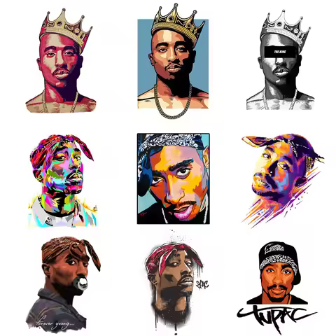 Tupac 2pac Hip Hop Swag Patches for Clothes Heat Transfer Thermal Stickers DIY T shirt Iron on for W