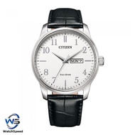 Citizen Eco-Drive BM8550-14A BM8550 White Analog Black Leather Minimalist Men's Watch