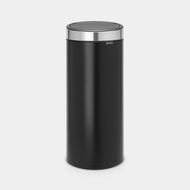 brabantia - 比利時製 30L 彈蓋防指紋靜音緩降圓形腳踏垃圾桶 ｜啞黑｜塑膠內桶｜不銹鋼垃圾桶 垃圾筒 廁所垃圾筒 廚房垃圾桶 115448