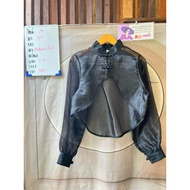 Modern Girl Black Long Sleeve Chinese Collar Crop Top