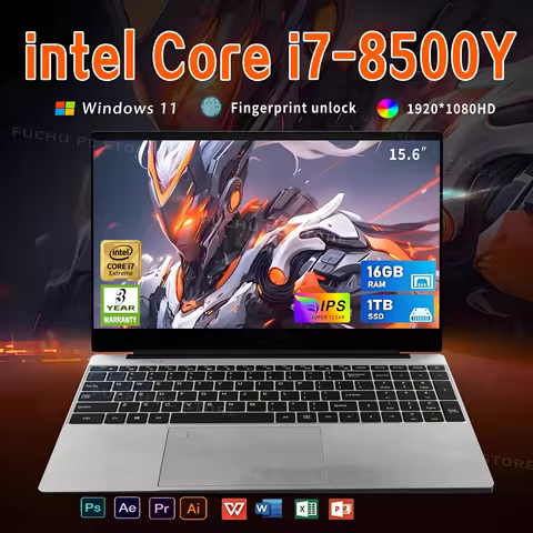 15.6 Inch Laptop Intel Core i7-8500Y Windows 11 Fingerprint Unlock PC Office Study NoteBook Gaming C