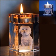 來想訂製水晶蠟燭台(方柱)-水晶燭台擺件寵物情侶紀念照片定制燭光晚餐佈置北歐浪漫客廳擺件(T5358)