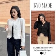 [NEW] GYOMADE high-quality velvet lace blazer with 2 layers of shoulder pads, elegant and luxurious 