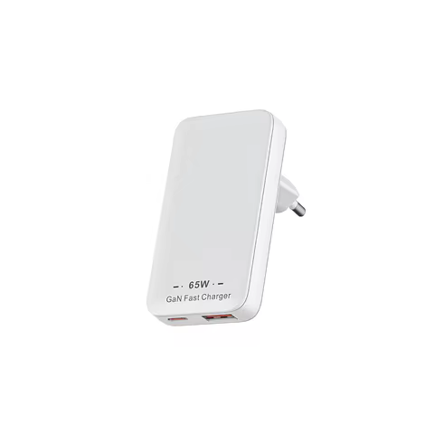 Flat USB C Wall Charger 65W GaN USB-A USB-C Wall Charger Ultra Slim Folding Travel Dual Port USB Wal