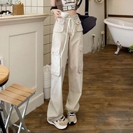 Plus size y2k High waist Cargo pants for girls women student loose casual wide leg trousers