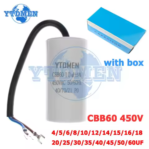 CBB60 Capacitor 450V AC Motor Run Capacitors 4UF 6UF 8UF 10UF 12UF 18UF 20UF 30UF 40UF 50UF 60UF for