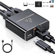 Sxhlseller RJ45 Ethernet Splitter 1 to 2 Share, 1000Mbps Gigabit Network Adapter, RJ45 Ethernet Spli