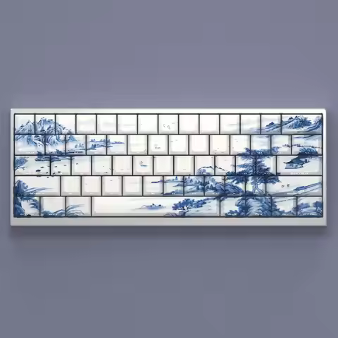 Jiangnan Keycaps Translucent PBT Keycaps Dye Sub Cherry Anime Key for 61 65 68 Layout Mechanical Key