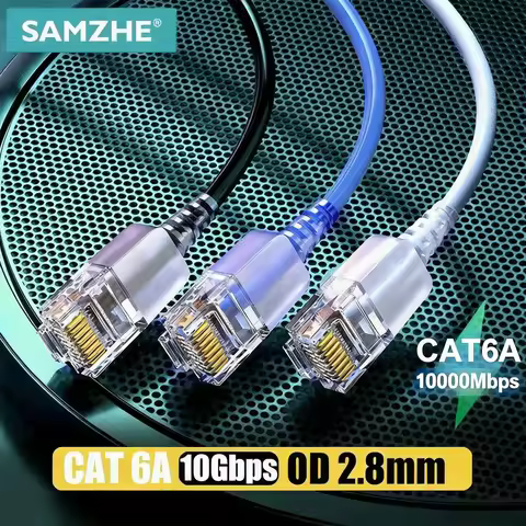 SAMZHE Cat6A Ethernet Cable 10Gbps Cat6 Lan UTP RJ45 Slim Network Patch Cable For PC Internet Modem 