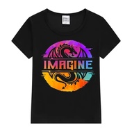 2026IMAGINE Colorful Watercolour Graphic Dragon Kids T-Shirt Children Summer Tops Cartoon T-shirt Ba