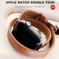 [HOT JUXXKWIHGWH 514] สำหรับ Apple Watch Band 41มม. ทัวร์คู่สายหนัง45มม. 42มม. 44มม. Series 7 6 Se 5 4 3 2สำหรับ Iwatch 6 38มม. 40มม. แฟชั่น Correa
