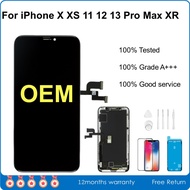 A +++ หน้าจอ OEM สำหรับ Iphone X XR XS Max แผงหน้าจอทัชสกรีนสัมผัสหน้าจอ LCD สำหรับ Iphone 11 12 13 Pro Max LCD พร้อมโทน True
