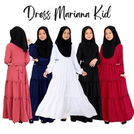 Jubah Dress Budak Kid Mariana Ironless Kembang Hitam Putih Maroon Pink Biru Rafanda Nur