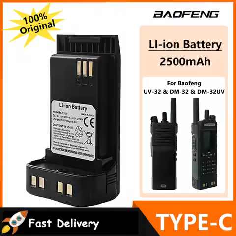 Baofeng DM-32 Walkie Talkie Li-ion Battery 7.4V DM-32UV High Capacity Replacement Battery 2500mAh BC