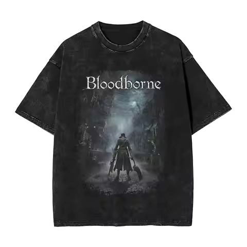 Men Women's Bloodborne Dark Souls Washed T Shirt Game 100% Cotton Clothing Hipster Short Sleeve O Ne