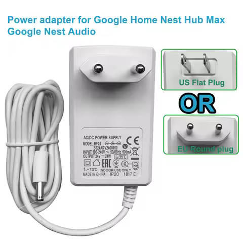 24V Power Supply adapte for Google Home Nest Hub Max Google Nest Audio Charger Power Cord For Google