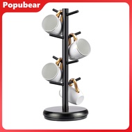Cup Holders Tree Wooden Rotating Cup Stand with 8 Hooks Coffee Mug Tree for Counter Coffee Mug Holde