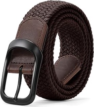 Stretch Belt for Men, Elastic Braided Belt for Men, Casual Belt, Golf Belt for Jeans, D-Dark Coffee 