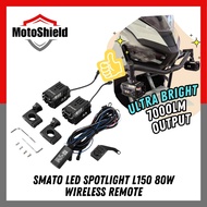 SMATO Motorcycle L150 High-Power 80W LED Spotlight with Wireless Remote Control Waterproof