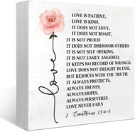 Love Is Patient Love Is Kind Wall Art Wooden Sign for TabletopBible Verse 1 Corinthians 13:4-8 Wood 